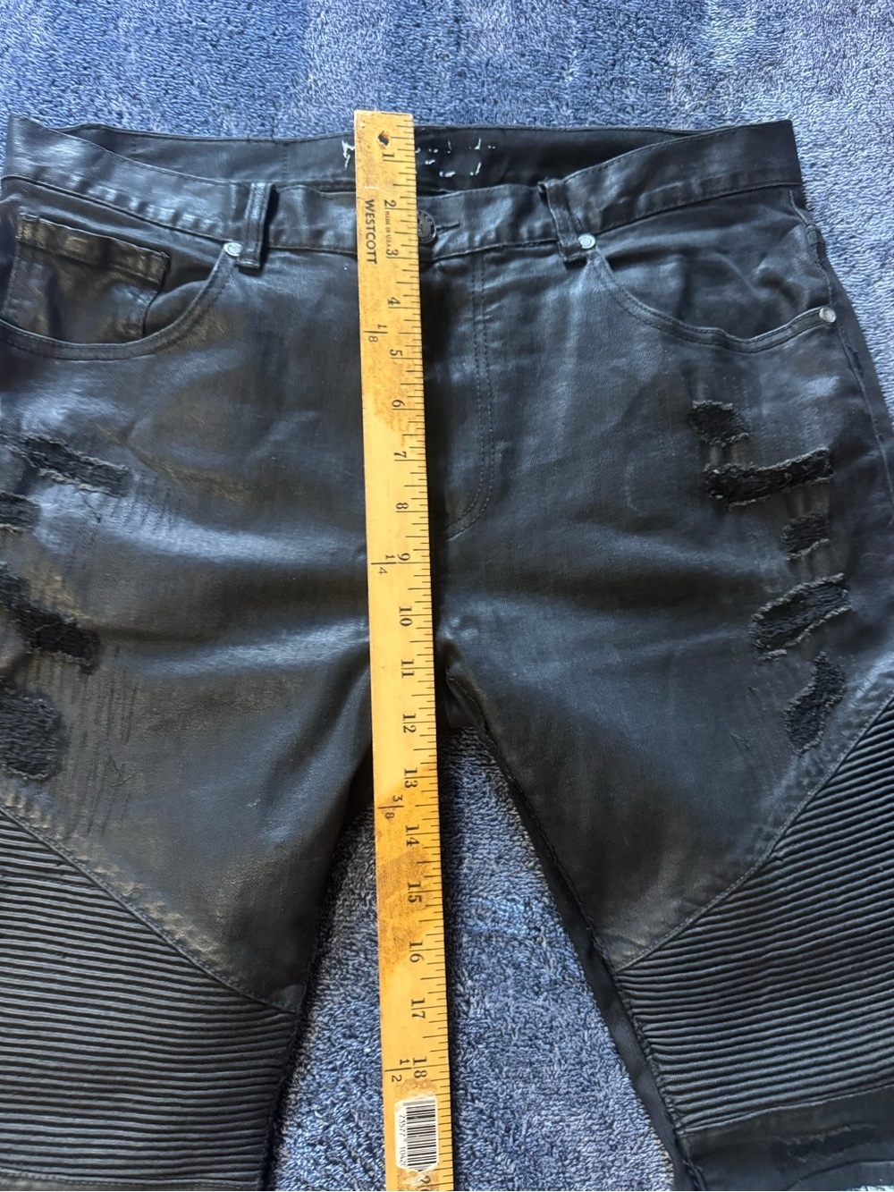 Reason Black Patchwork Graphic Slim Straight Jeans with Blue & Purple Accents - Picture 11 of 16